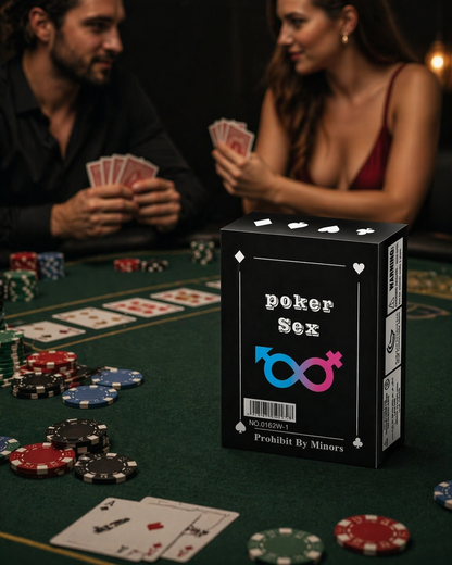 PokerSex packaging with two people playing poker in the background