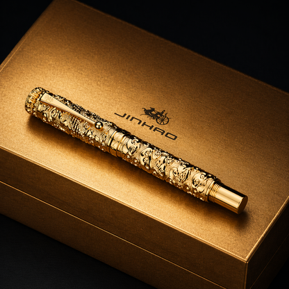 Luxury Brass Fountain Pen with Gold Accents