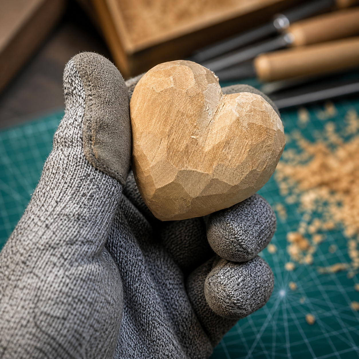 Hand-Carved Wooden Heart
