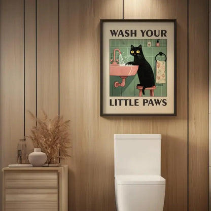 "Wash Your Paws” Cat Bathroom Wall Art