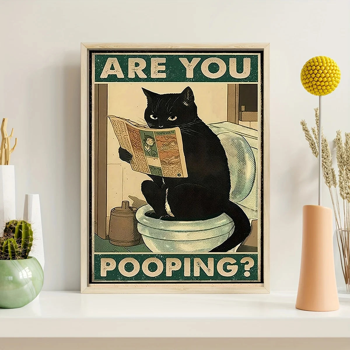 Black Cat Pooping Wall Art