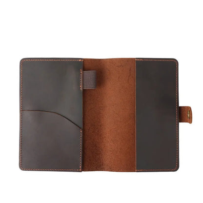 Brown leather wallet with visible stitching on a white background