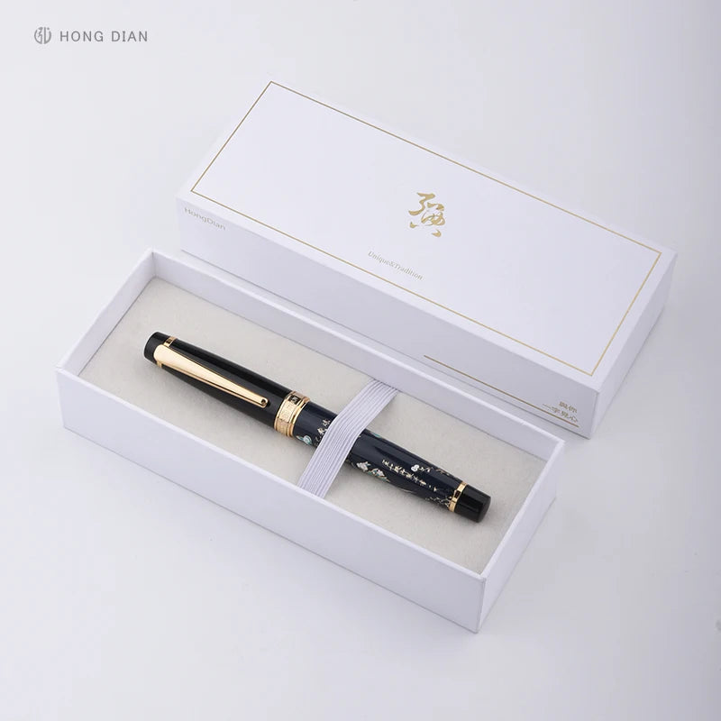 Fountain pen in a white box with 'HONG DIAN' branding on a light gray background