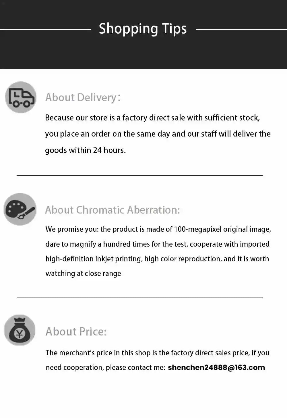 Text-based shopping tips on a white background with black text.
