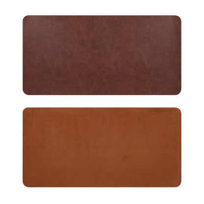 Two brown leather placemats on a white background