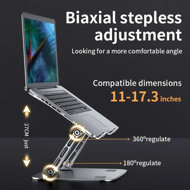 Laptop stand with adjustable angles on a black background