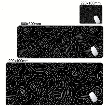 Three black and white patterned mouse pads with measurements and a close-up of a 220x180mm pad.