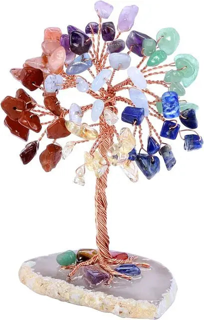 Multicolored crystal tree on a white background