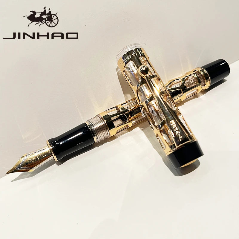 Luxury fountain pen with Jinhao logo on a light background