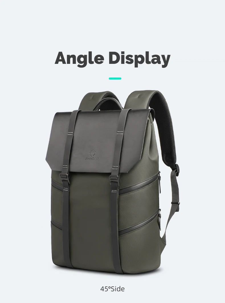 Green backpack displayed from a 45-degree angle on a white background