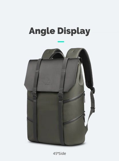 Green backpack displayed from a 45-degree angle on a white background