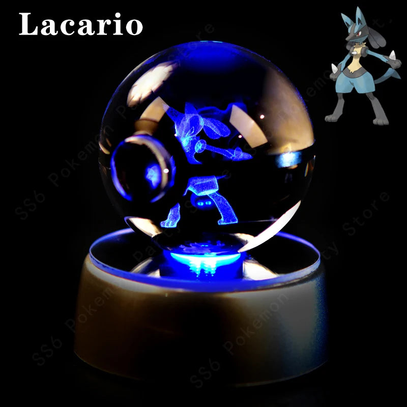 Crystal ball with a glowing blue figure inside, resembling a character from a popular franchise, on a black background.