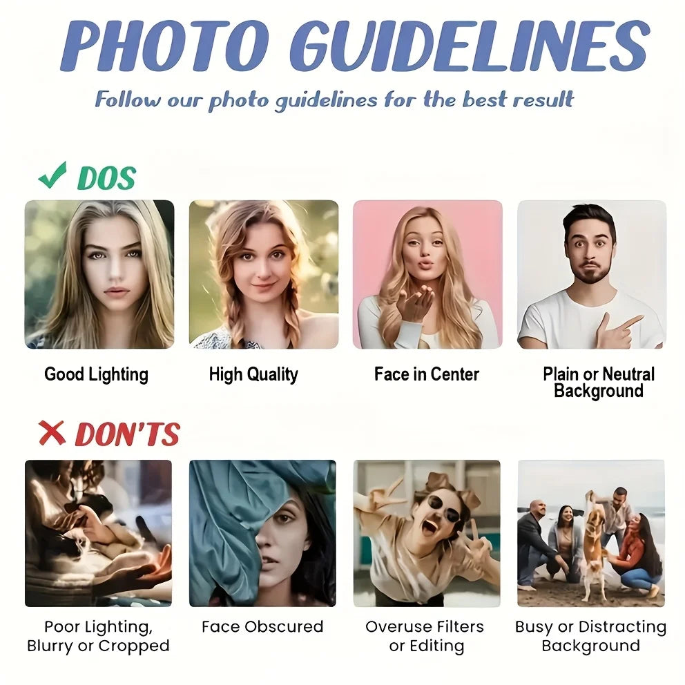 Photo guidelines with dos and don'ts for good portrait photography.
