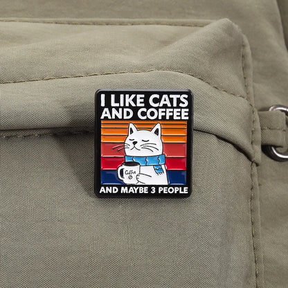Funny Cat & Coffee Enamel Pin