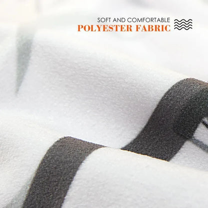 Close-up of soft and comfortable polyester fabric with text overlay.