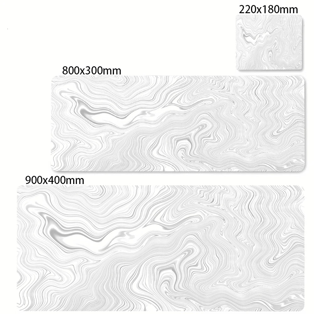 White marble-patterned tiles of different sizes on a white background
