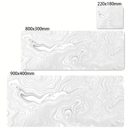 White marble-patterned tiles of different sizes on a white background