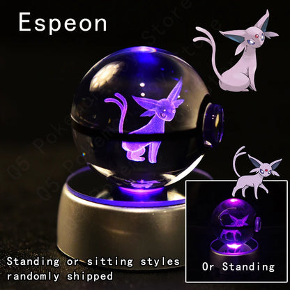 Espeon crystal ball with rotating base on a dark background