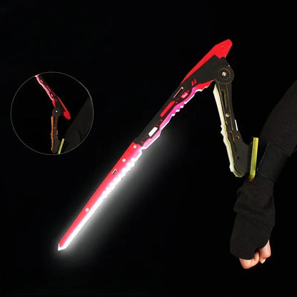 Red and black LED tool with a close-up inset on a black background