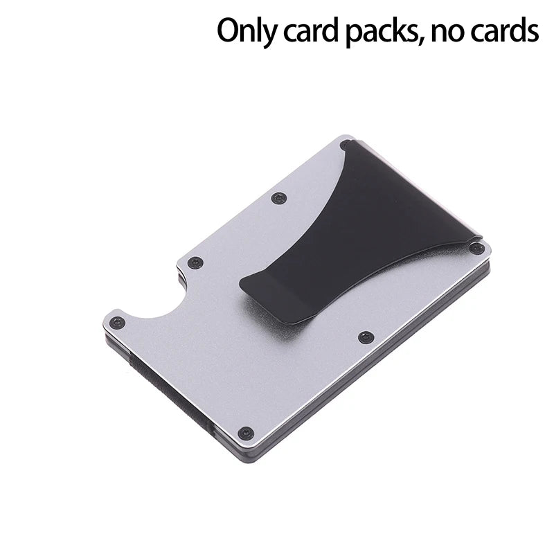 Metal cardholder with black interior on a white background