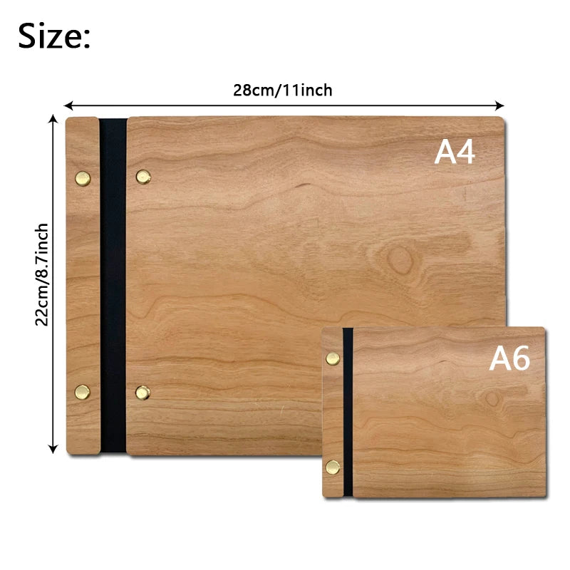Two wooden boards with dimensions labeled, one A4 and one A6, on a white background.
