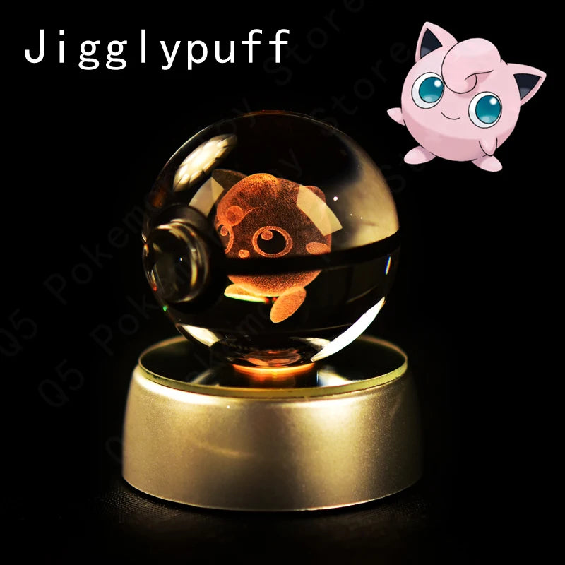Glass ball with Jigglypuff inside, featuring the character on a black background.