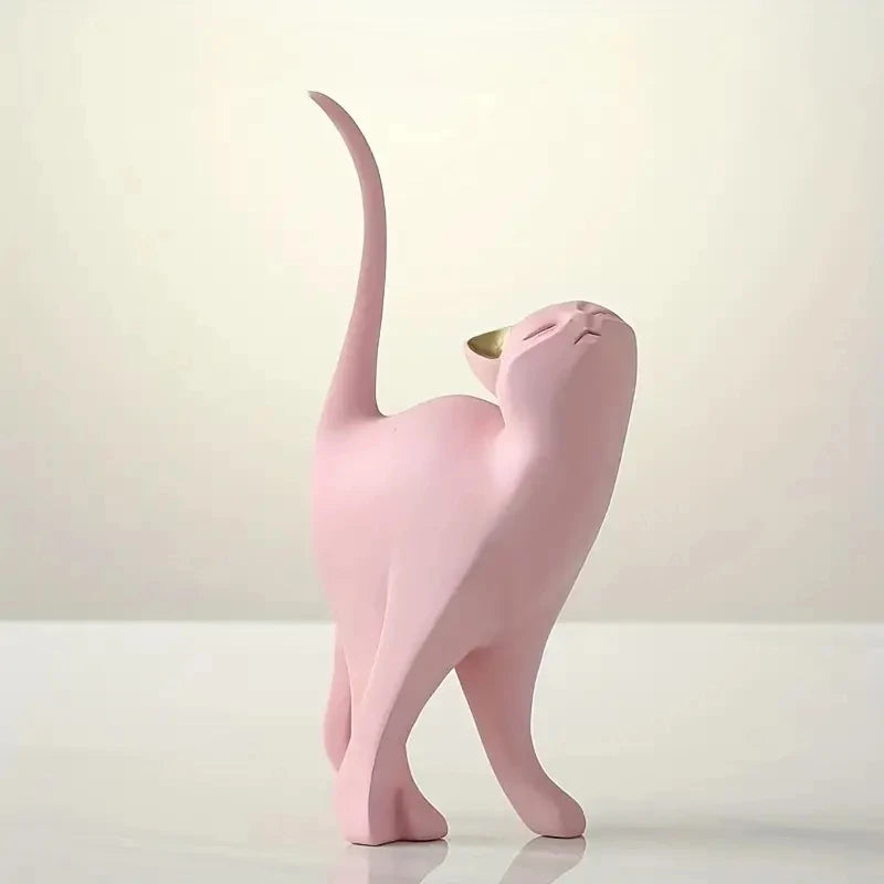 Pink cat-shaped vase on a white background