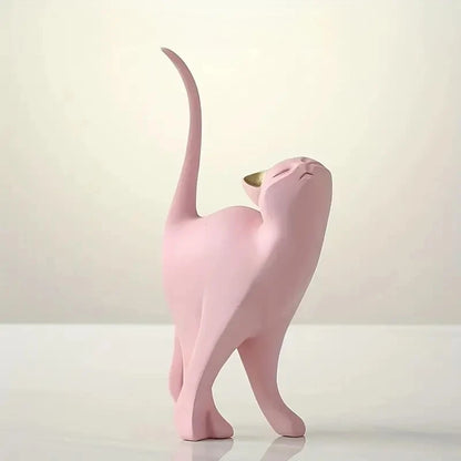 Pink cat-shaped vase on a white background