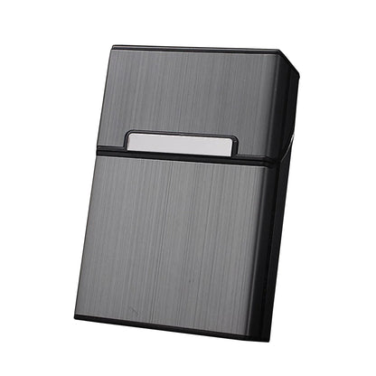 Black and silver cigarette case on a white background