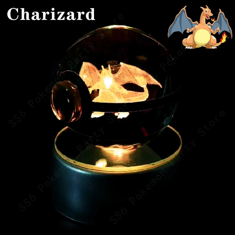 Candle in a holder with a Charizard illustration on a dark background