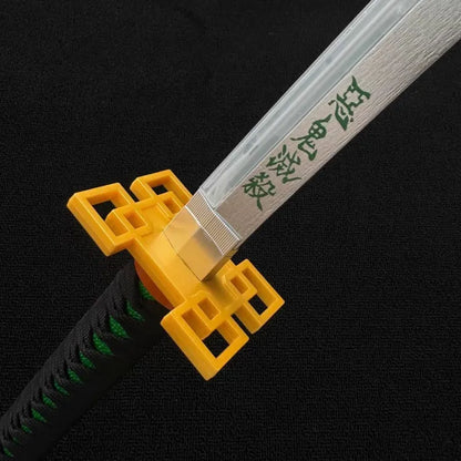 Sword with a yellow sheath on a black background