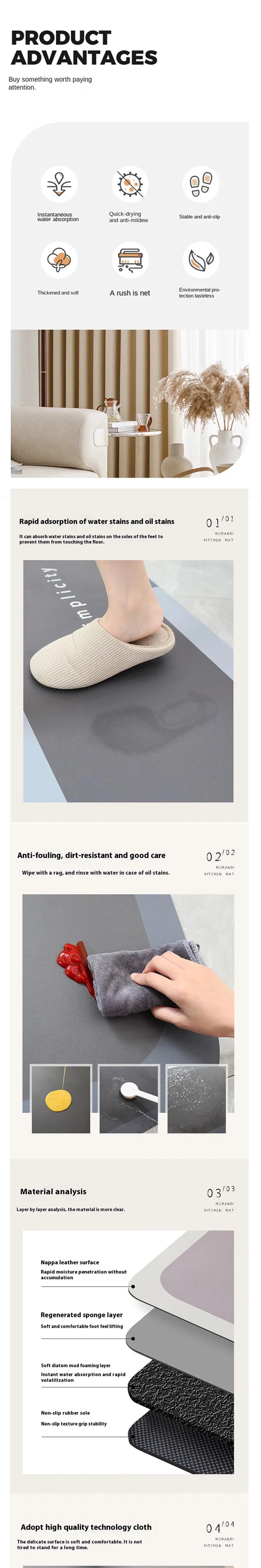 Diatomaceous Earth Absorbent Bathroom Mat