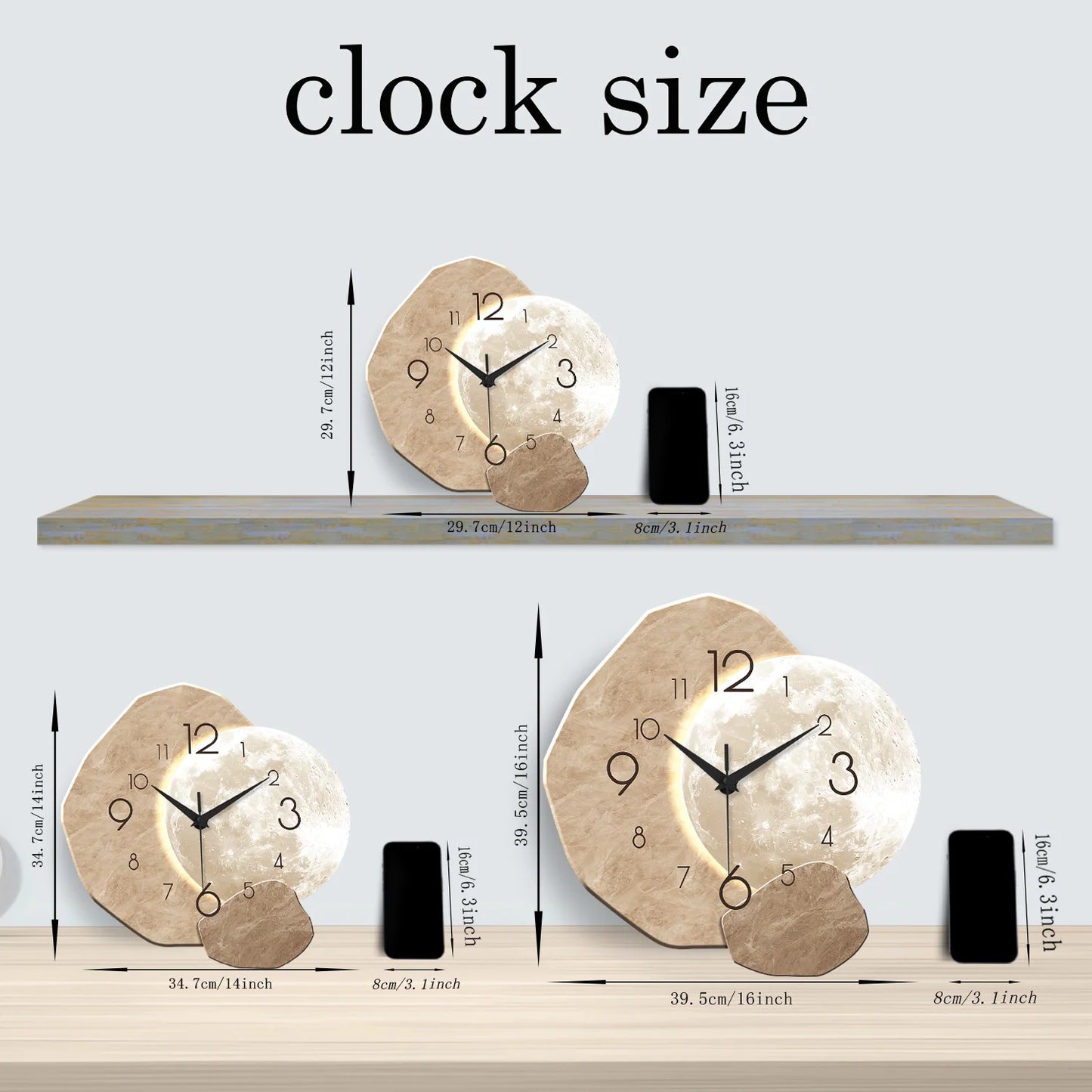 Moon Wooden Wall Clock