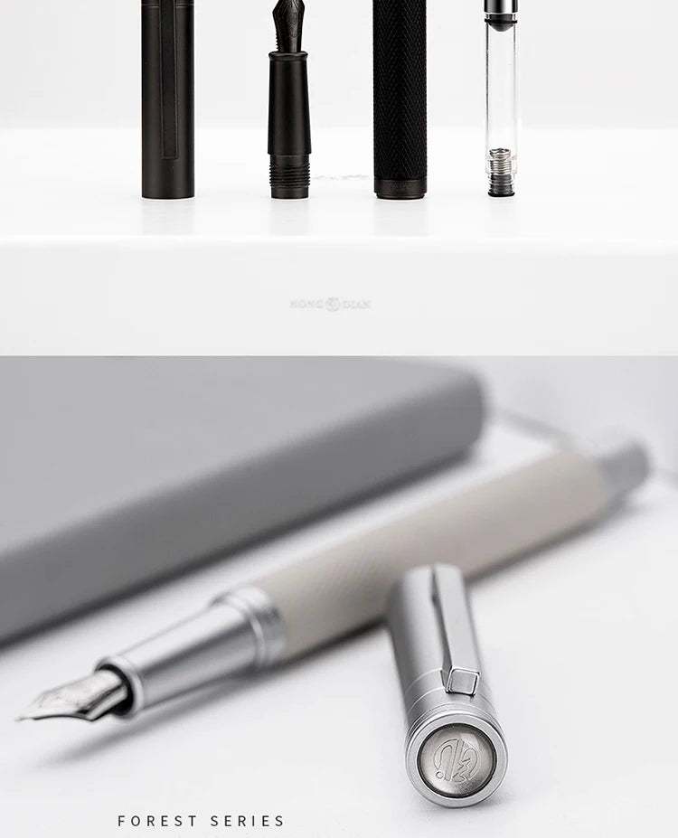 Fountain pen with components on a white background, featuring the brand 'Forest Series'.
