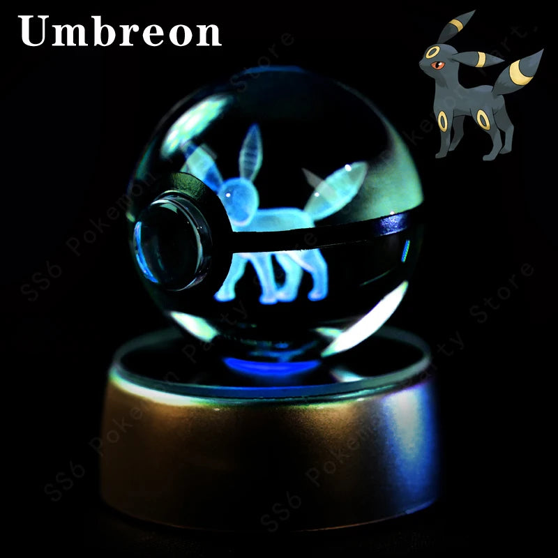 Crystal ball with Umbreon design on a black background