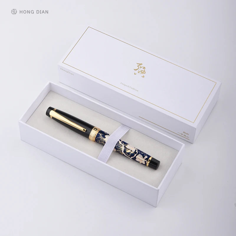 Fountain pen in a white box with 'HONG DIAN' branding on a light gray background