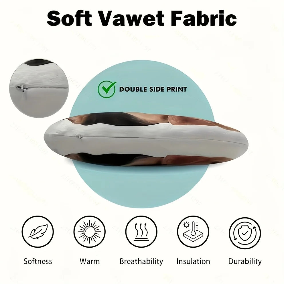 Product with soft vawet fabric features, including double side print, softness, warmth, breathability, insulation, and durability.