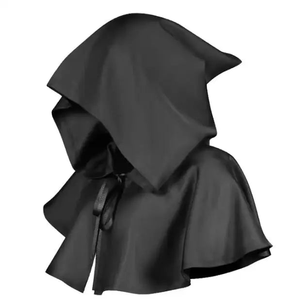Black hooded cloak on a white background